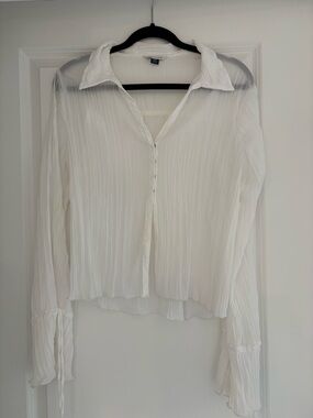 Sheer Button Up White Blouse